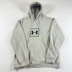 Under Armour Mens XL Gray Hoodie Sweatshirt Logo Pouch Pocket Long Sleeve Casual
